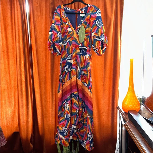 FARM Rio Dresses & Skirts - FARM Rio Multicolor V-Neck Maxi Dress with Bold Tropical Print